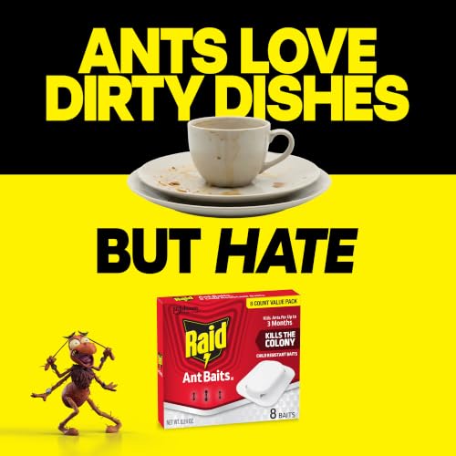 Raid Ant Killer Baits, For Household Use, Child Resistant, 8 Count | Kills the Colony, Keeps Killing Ants for Up to 3 Months, For Indoor Home Use