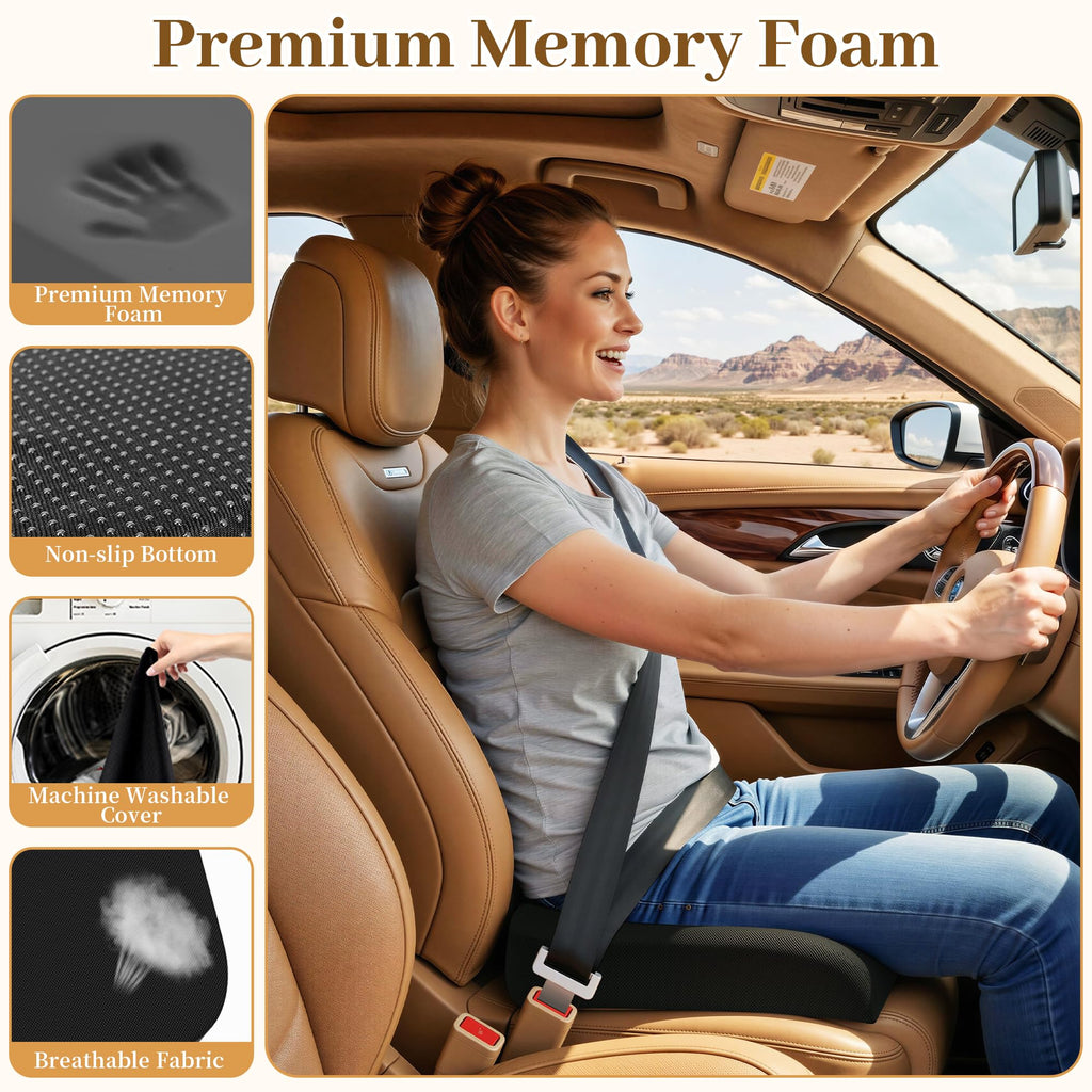 TranquilRelax 3-Inch Memory Foam Seat Cushion for Office Chair, Large | Black Chair Pad with Medium-Firm Support, Washable Mesh Cover & Non-Slip Base for Office Chairs, Car Seats & Short Drivers