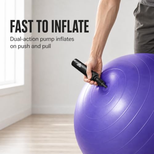 Sports Stable Dual Action Yoga Ball Pump, Manual Exercise Ball Pump for Swiss Ball, Stability Ball, Pilates Ball, Ball Chair
