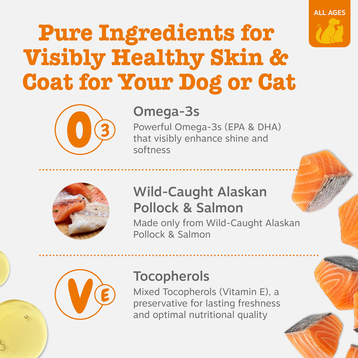 Zesty Paws Salmon Oil for Dogs & Cats - Omega 3 for Dogs 8.5oz | Fish Oil for Dogs and Cats - Omega-3 Blend Pollock + Salmon Oil - for Skin and Coat Support, Omega 3 Supplement for Pets