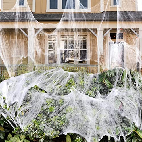 1000 sqft Spider Webs Halloween Decorations with 30 Fake Spiders | Super Stretch Cobwebs for Halloween Indoor and Outdoor Party Supplies