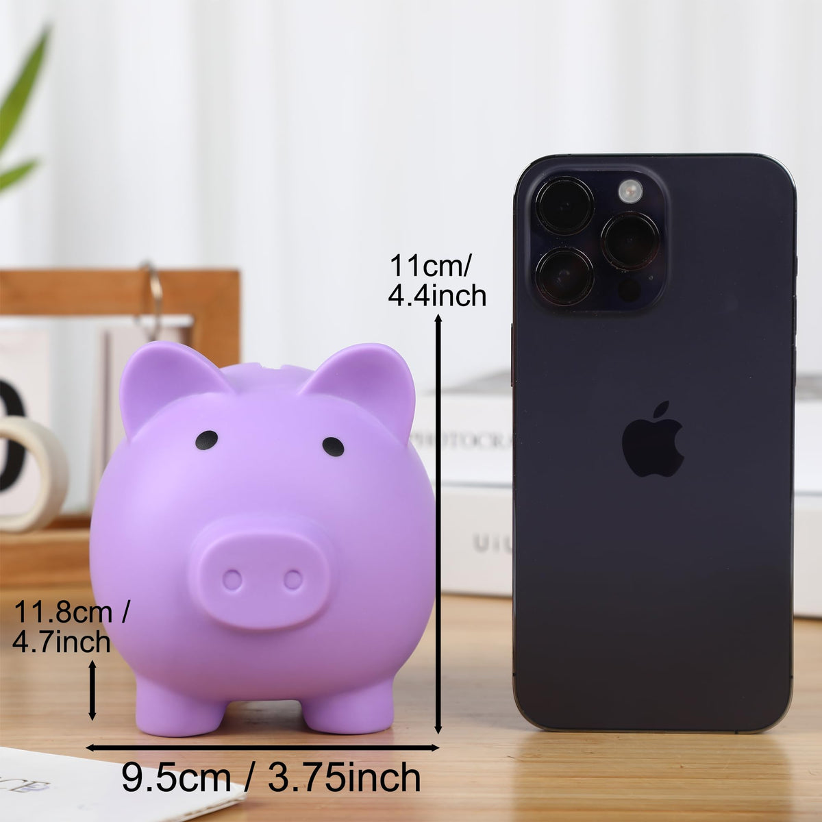 H&W Mini Piggy Bank, Plastic Coin Bank, Unbreakable Money Banks, Cute Piggy Banks for Kids, First Money Box, Best Birthday Gifts Home Decoration（Purple）