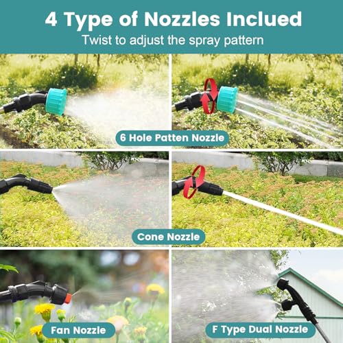 Battery Powered Sprayer 2 Gallon, 2026 Upgrade Electric Sprayer with 3 Adjustable Speed, Battery Indicator, 4 Mist Nozzles, Rechargeable Retractable Wand with Adjustable Shoulder Strap for Lawn Garden
