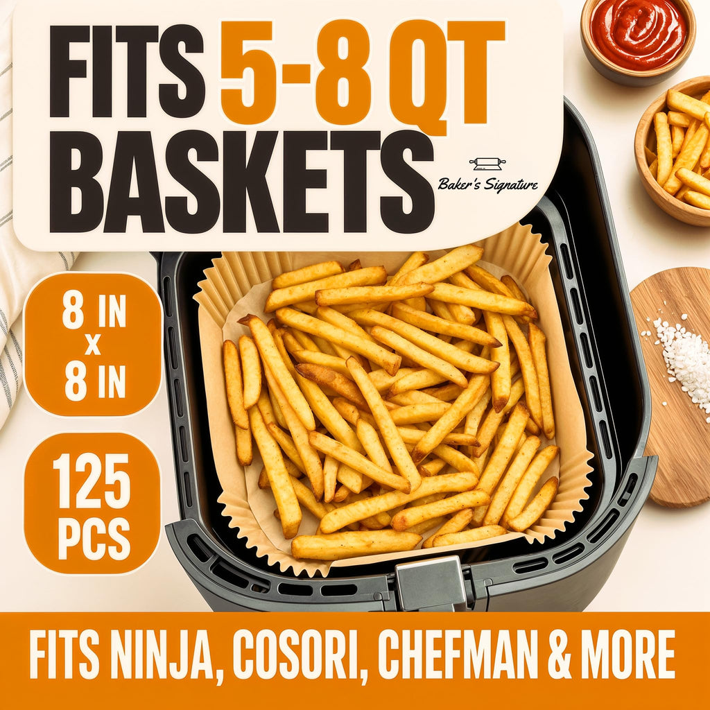 Air Fryer Liners Disposable, Unbleached Parchment Paper Baking Liners | Non-Stick, Oil-Proof, Fits 5-8 Qt Baskets, Heat Safe to 450F, BPA-Free & PFAS-Free for Ninja, Cosori, Instant Pot