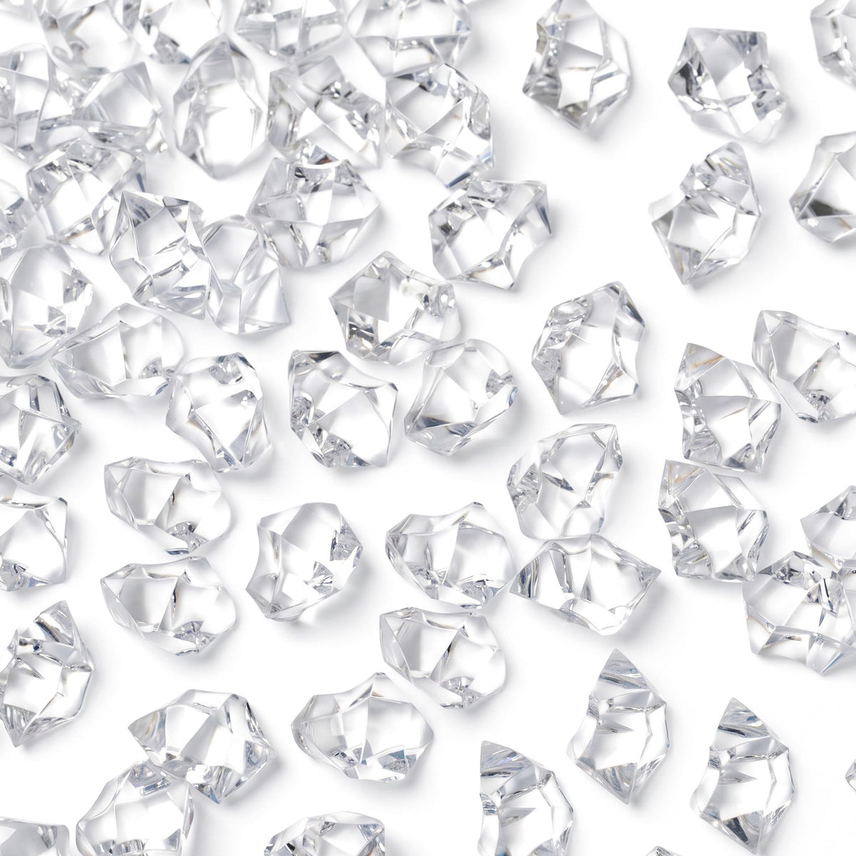 DOMESTAR Clear Fake Ice Rocks, 150 PCS Acrylic Crystal for Vase Fillers | Fake Diamonds for Table Centerpieces Wedding Party, Fish Tanks Decor Table Scatter DIY Craft Supplies Food Display