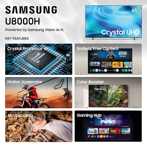 Samsung 65-Inch Class Crystal UHD U8000H Series Samsung Vision AI Smart TV (2026 Model, 65U8000H) Processor 4K, Endless Free Content, Motion Xcelerator, Color Booster, Alexa Built-in