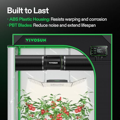 VIVOSUN P4 4" Inline Fan &Speed Control 130 CFM Exhaust Fan for Home | Low Noise Duct Fan, HVAC Ventilation, Vent Booster Fan in Workshop, Grow Room, Basement, Bathroom, Kitchen, Attic, 3D Printer