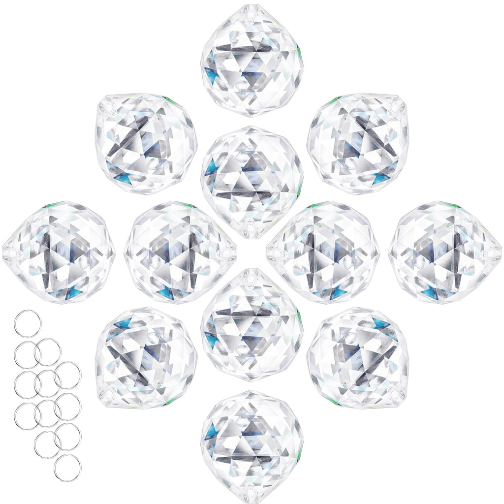 Crystal Prism 12PCS 1.2" Crystal Ball Prism K9 Glass Hanging Ornaments | Precision Faceted Cuts Brilliant Rainbow Reflections Ideal for Suncatchers Weddings DIY Crafts Chandeliers Home Decor