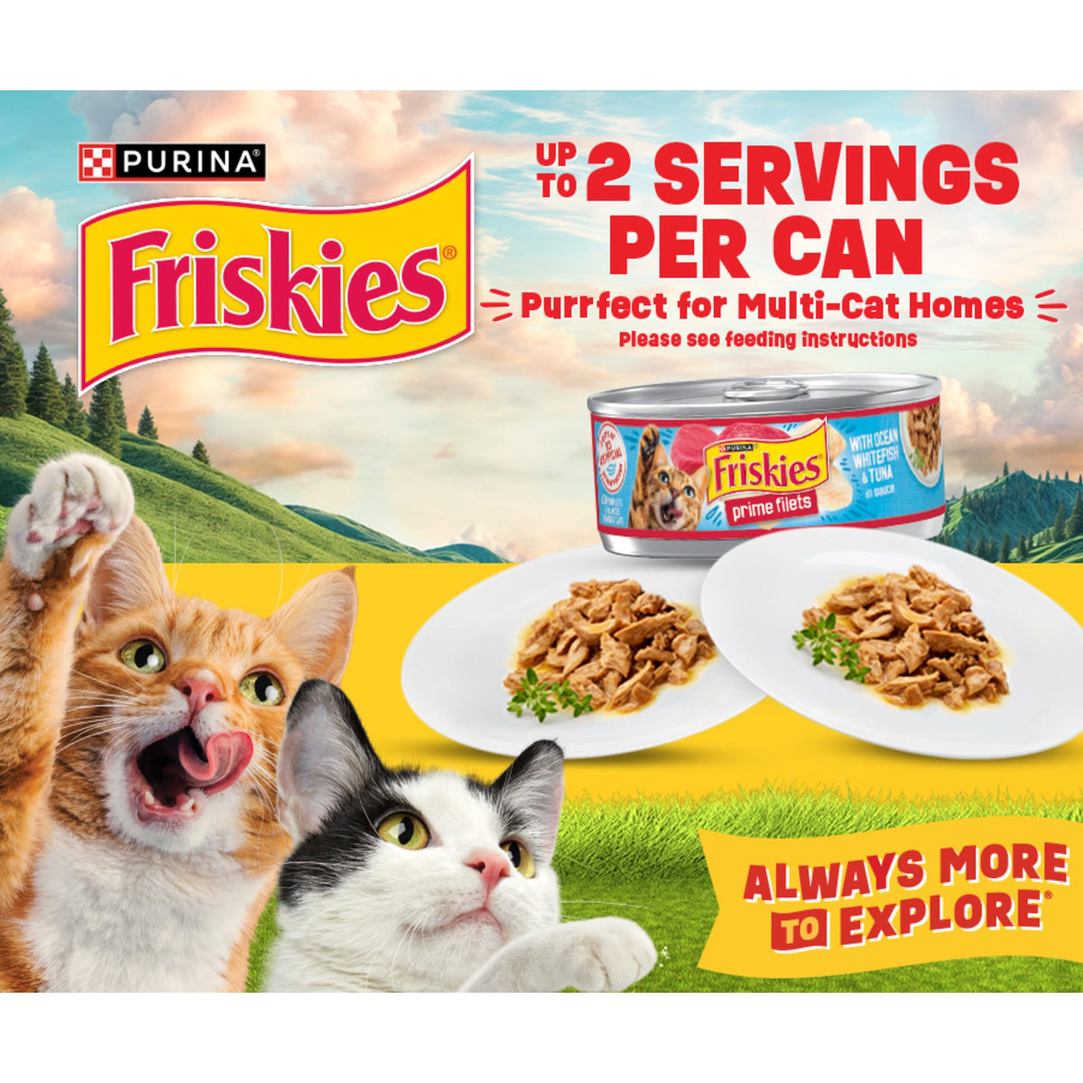 Purina Friskies Wet Cat Food Variety Pack, Shreds, 40 Pack 5.5 oz Cans | Beef, turkey and cheese, chicken and salmon, and ocean whitefish and tuna recipes in savory gravy