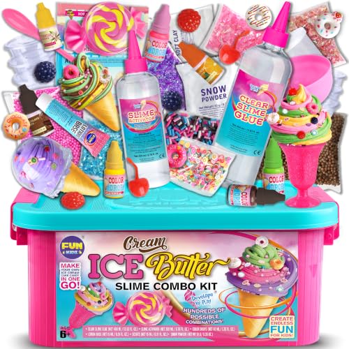 Gift Butter Slime Kit for Girls 10-12, FunKidz Ice Cream Soft Slime Making Kit Ages 8-12 Kids Slime Toys Ideal Birthday Party Present
