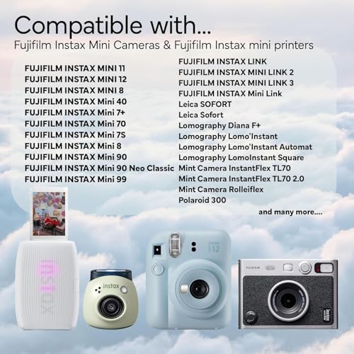 Fujifilm Instax Mini Instant Film, 20 Sheets – White Daylight ISO 800 for Instax Mini 13, 12, 11, 41 Cameras –Bundeld with The Tudak Store Microfiber Cleaning Cloth