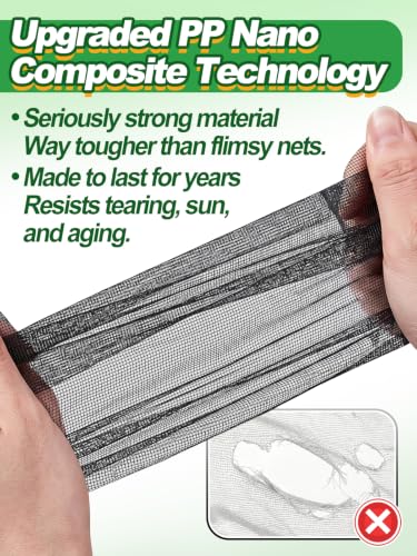 10x20ft Strong PP Nanocomposite Mosquito Net Garden Netting, Black | Clear View, Ultra-fine Mesh, Tear-resistant, Bird Insect Pest Barrier Screen, Patio/Balcony/Porch/Raised Beds/Tree Protection