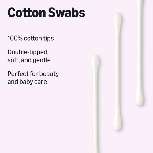Amazon Basics Double-Tipped Cotton Swabs for Personal Hygiene and Baby Care, Cotton, Versatile, 500 Count