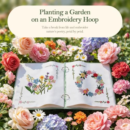 Embroidery Stitch Book with Video-Guided Tutorials on Every Page, 27 Essential Stitches, Beginner Embroidery Kit with Floral & Holiday Motifs. Portable Hand Embroidery Kit, Gift for Craft Lovers.