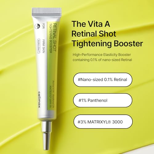 celimax The Vita A Retinal Shot Tightening Booster (0.51 fl.oz) | 0.1% Retinal, 3% Matrixyl, High-Strength Retinoid, Anti Aging, Pore Minimizer, Fine Lines, Skin Firming, Korean Skin Care