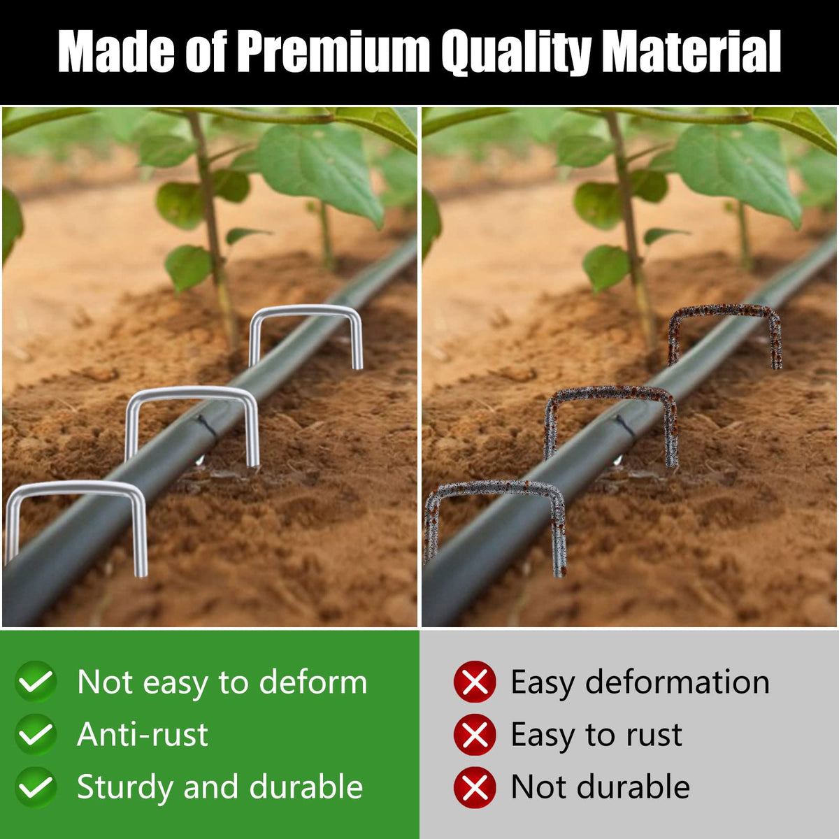 FEED GARDEN Landscape Staples 6 Inch 50 Pack, Galvanized Garden Stakes | 11 Gauge for Weed Barrier,Sod, Artificial Turf, Drip Irrigation Tubing, Netting,Outdoor Decoration, Plant cover,4/6/8/10/12in