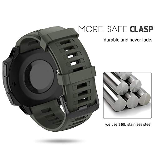 NotoCity for Garmin Instinct Band, Soft Silicone Replacement Watch Strap Compatible with Garmin Instinct 2/ Solar/Tactical(Army Green)