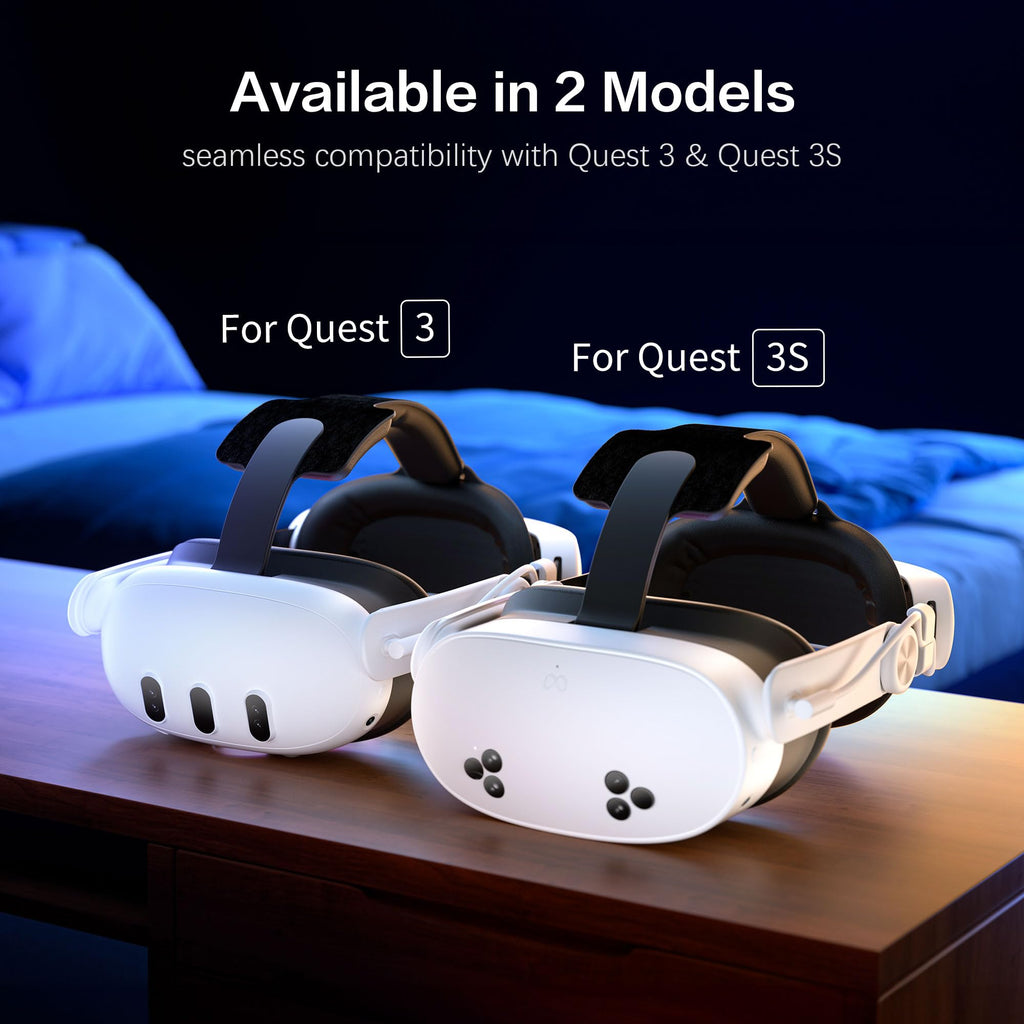 WOUNMTT Head Strap for Meta Quest 3/3S with Battery, Adjustable | Patented one-click fit with 3-level rear support. Built-in battery adds 2-4H playtime. Fast charge. Reduces facial pressure