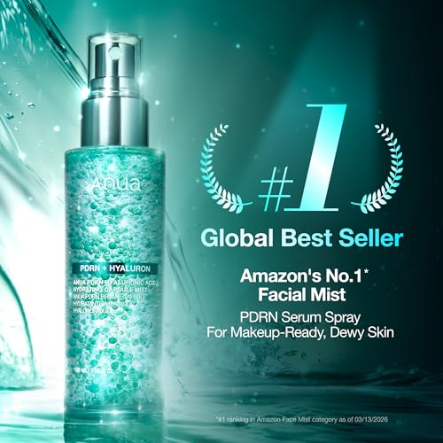 Anua PDRN Collagen Glow Facial Serum Spray, 3.38 fl oz | Hydrating Face Mist, Hyaluronic Acid, dewy finish, All Skin Types, Instant Plumping, Firming Care, Korean Skincare
