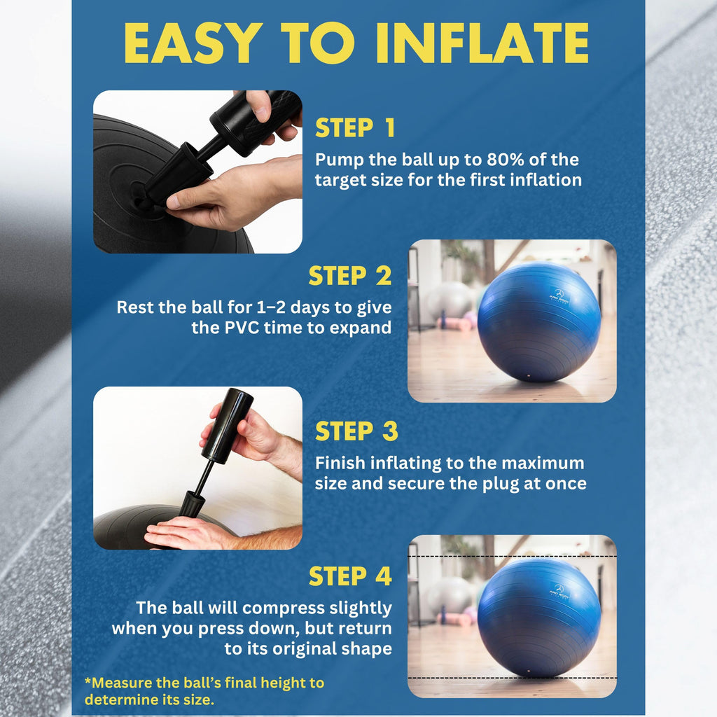 ProBody Pilates Yoga Ball - Gym Grade Exercise Ball | Sizes 45/55/65/75/85 cm, 330 lb Load, CA 10P Cert, PT & Prenatal Use, Recommended by OBs, Pump