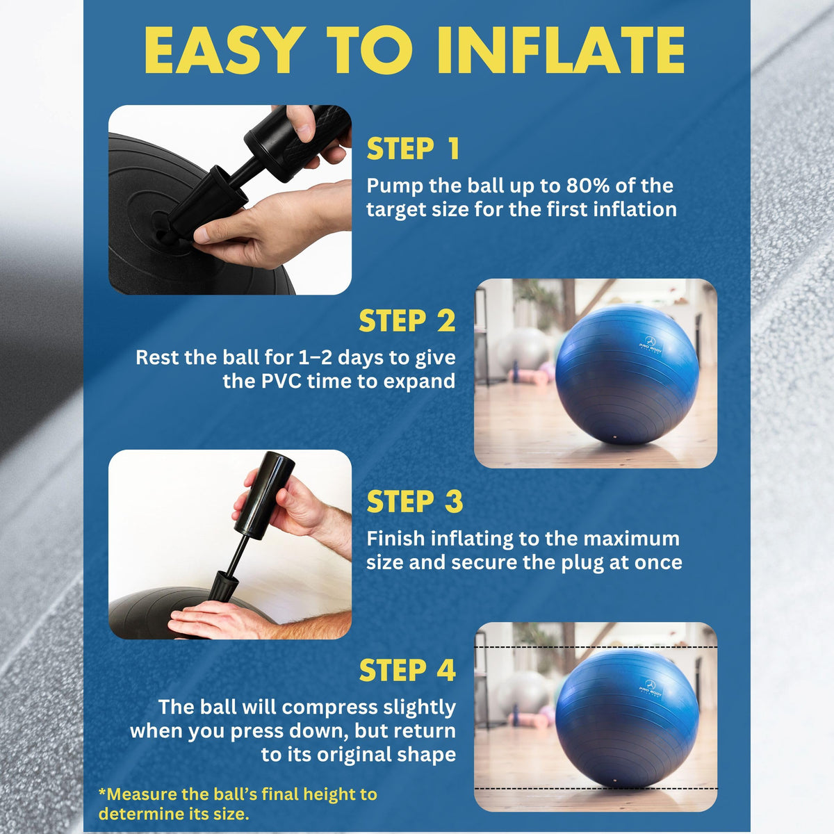ProBody Pilates Yoga Ball - Gym Grade Exercise Ball | Sizes 45/55/65/75/85 cm, 330 lb Load, CA 10P Cert, PT & Prenatal Use, Recommended by OBs, Pump