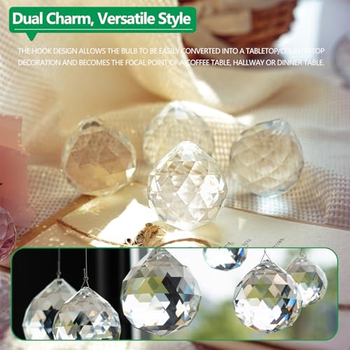 Crystal Prism 12PCS 1.2" Crystal Ball Prism K9 Glass Hanging Ornaments | Precision Faceted Cuts Brilliant Rainbow Reflections Ideal for Suncatchers Weddings DIY Crafts Chandeliers Home Decor