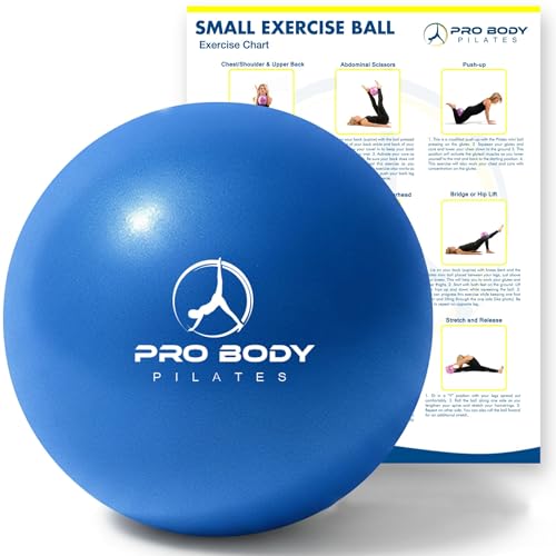 ProBody Pilates Ball Small — 9 Inch Small Exercise Ball | Anti-Burst PVC, Latex-Free, Clinic Grade, Between-Knees Stabilizer, Postpartum & Rehab, Straw Inflator, Yoga Ball Small