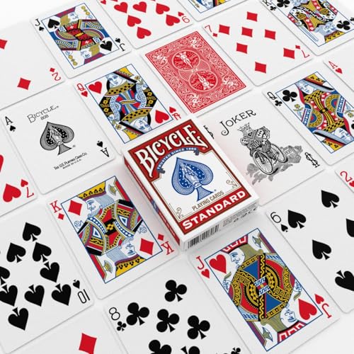 Bicycle Playing Cards 2 Pack Standard Poker Size Red and Blue | Air-cushion finish, Over 130 years trusted, 52 cards plus 2 Jokers per deck, Great for poker and rummy