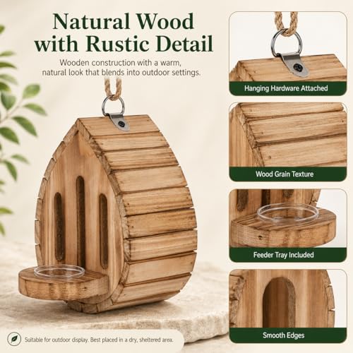 Wooden Butterfly House and Feeder for Outdoors, Natural Butterfly Habitat Nesting Box, Hanging Bug Hotel Garden Decoration for Butterflies, Bees, Moths