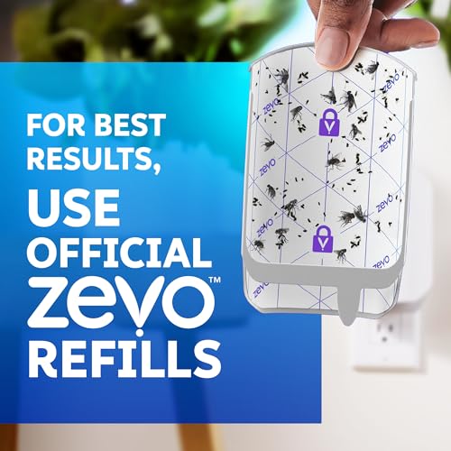 Zevo Flying Insect Trap for Fruit Flies & Gnats, 1 Plug-in Base & 3 Refills | Catches Fruit Flies & Gnats Near Fruit Bowls & Trash Bins, Spray-Free, Odor-Free, Blue & UV Light Trap, Safe for Kids & Pets*