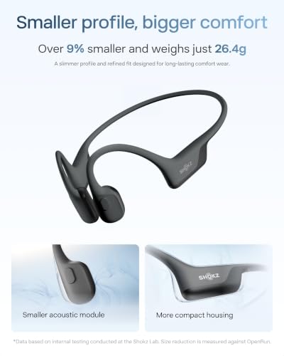 SHOKZ OpenRun Air 2 Bone Conduction Open-Ear Bluetooth Headphones，Black | Bundle with Hair Band；26.4g lightweight; Secure fit; PremiumPitch 3.0 sound; IP67; 10H battery; Running/cycling/hiking