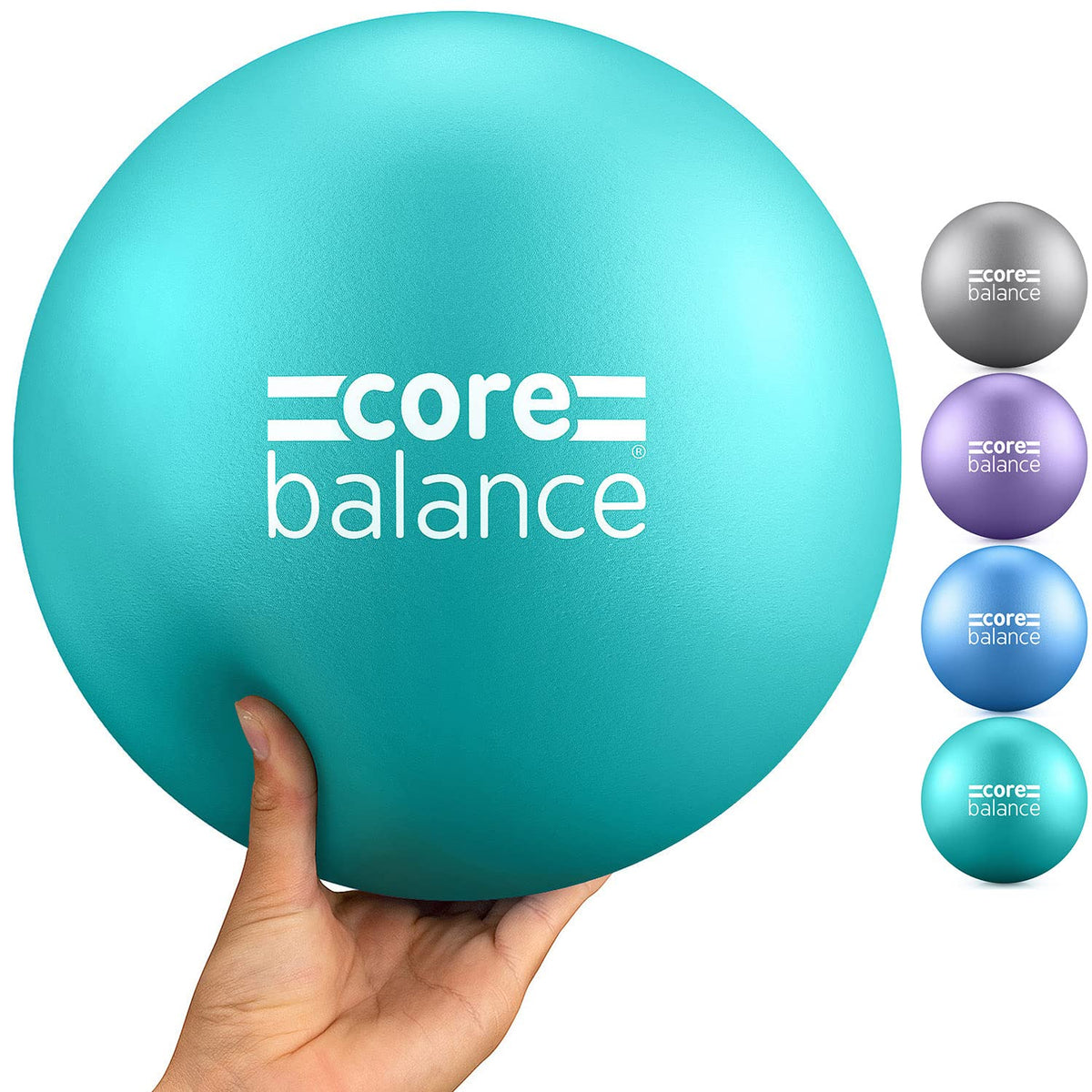 Core Balance Pilates Ball 9 Inch Anti Burst, Core Ball with Inflation Tube, Mini Pilates Ball for Physical Therapy, Small Exercise Ball for Yoga, Barre, Stretching and Core Stability Workout