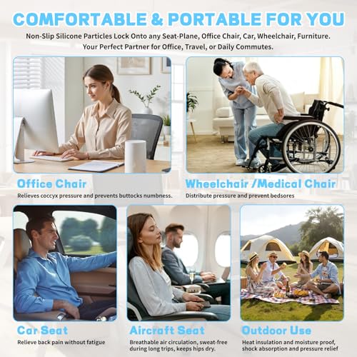 Vewxebo Sondor Travel Seat Cushion- Airplane seat Cushion for Long Flights | Inflatble seat cushion for Office，Chairs,Car and Wheelchair.Portable and Ergonomically Designed Cushion.