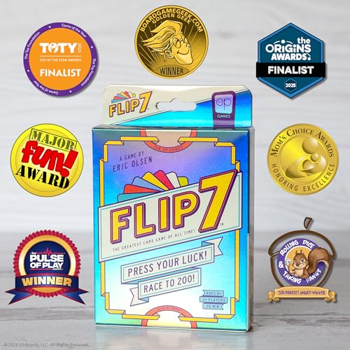 USAOPOLY Flip 7 Card Game, The Ultimate Blend of Press Your Luck Strategy | Fast-Paced Addictive Card Game, Quick to Learn & Easy to Teach, 3+ Players, Ages 8+
