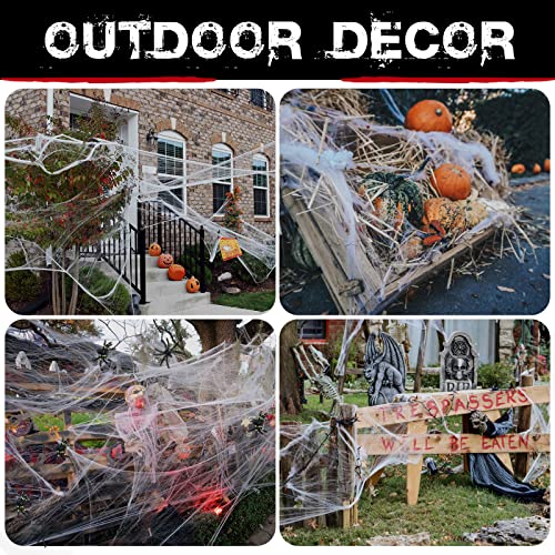 1000 sqft Spider Webs Halloween Decorations with 30 Fake Spiders | Super Stretch Cobwebs for Halloween Indoor and Outdoor Party Supplies
