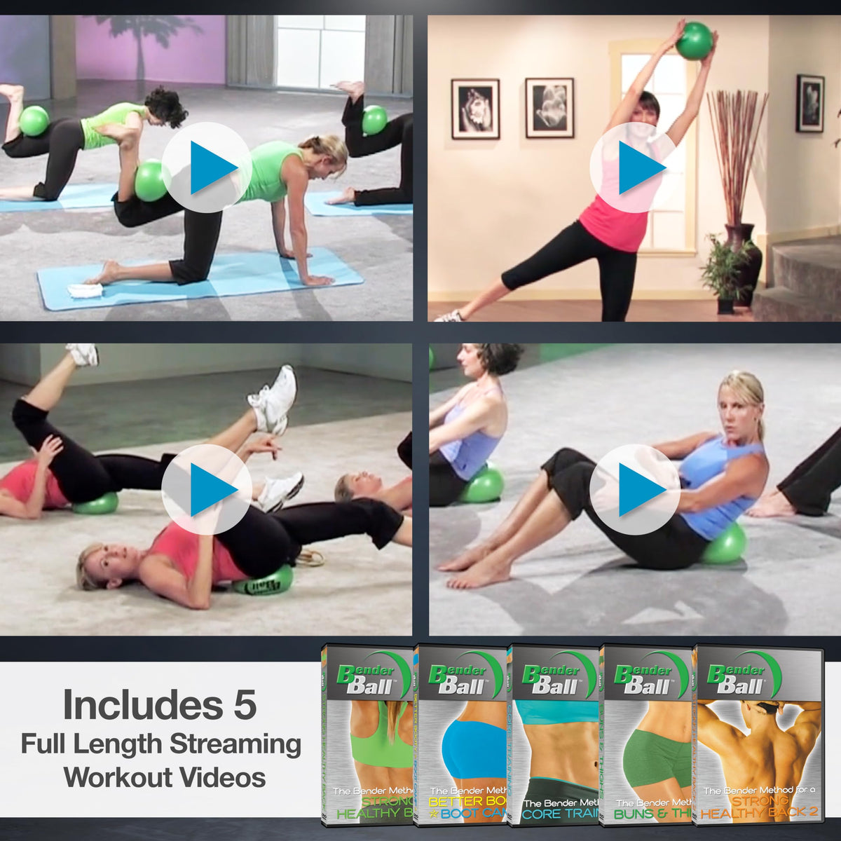 The Original 9" Pilates Core Fitness Small Exercise Ball + Videos | Workout Mini Ball for Abs, Back, Yoga, Barre, Physio, PT, Physical Therapy. Inflatable, Soft, Includes Instructions + Videos.