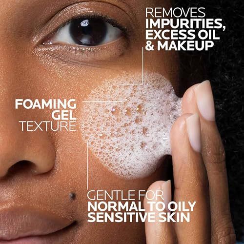 La Roche-Posay Toleriane Purifying Foaming Facial Cleanser with Niacinamide | Oil free face wash for sensitive skin with niacinamide and ceramides. Pore cleanser that won’t dry out skin and is soap free.