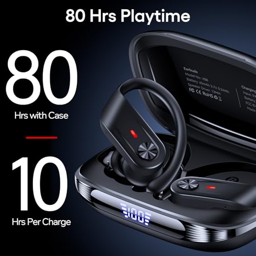 TAGRY Hybrid Active Noise Cancelling Wireless Ear Buds 80 Hrs Playtime Hi-Res Stereo Quality Bluetooth Earbuds with Transparency Mode Headphones Bluetooth Earhooks ANC Earphones for Work
