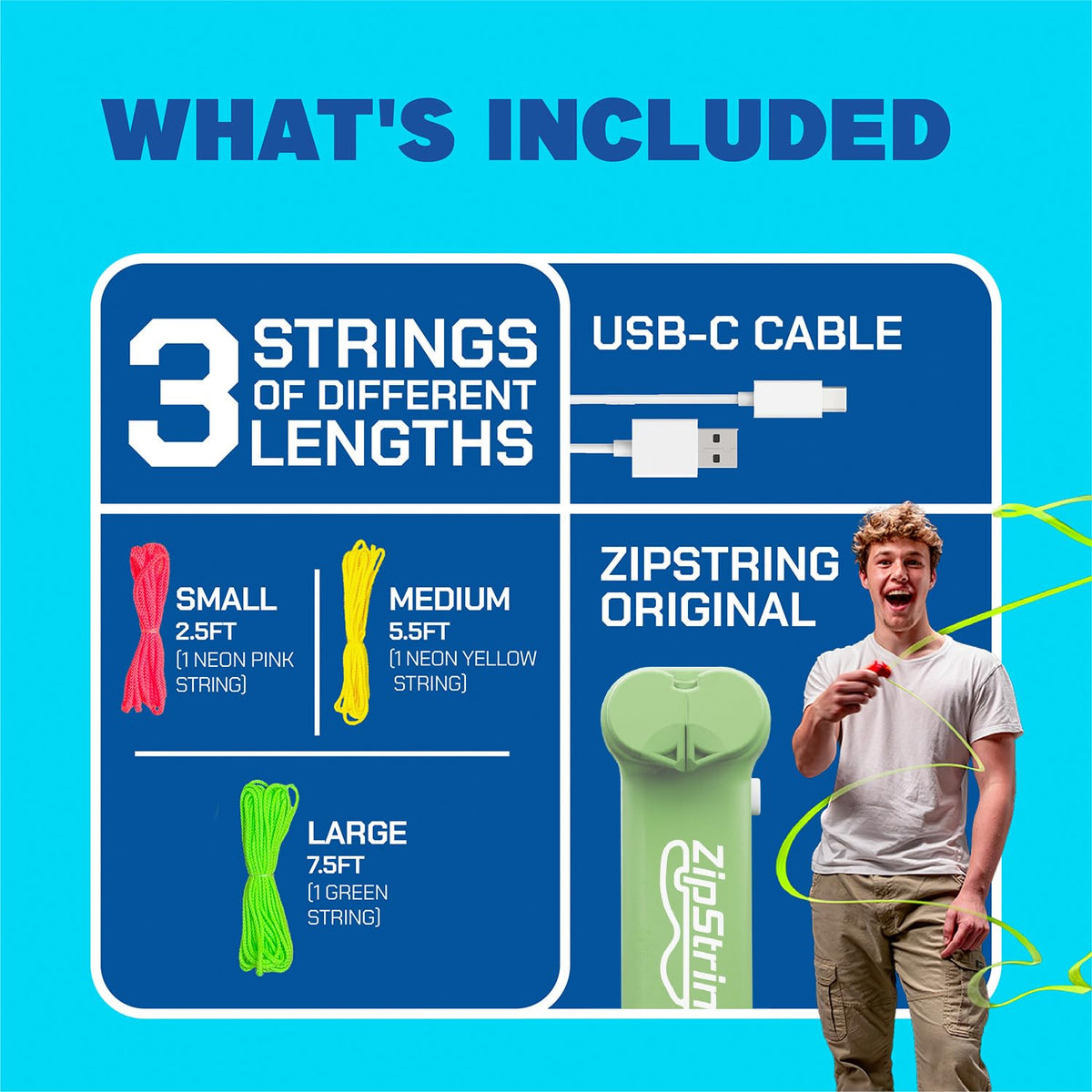 ZipString Original Rope Launcher Toy, Luscious Lime | As Seen on Shark Tank, For Kids & Adults, Fly String Loop in Air, Endless Tricks & Fun