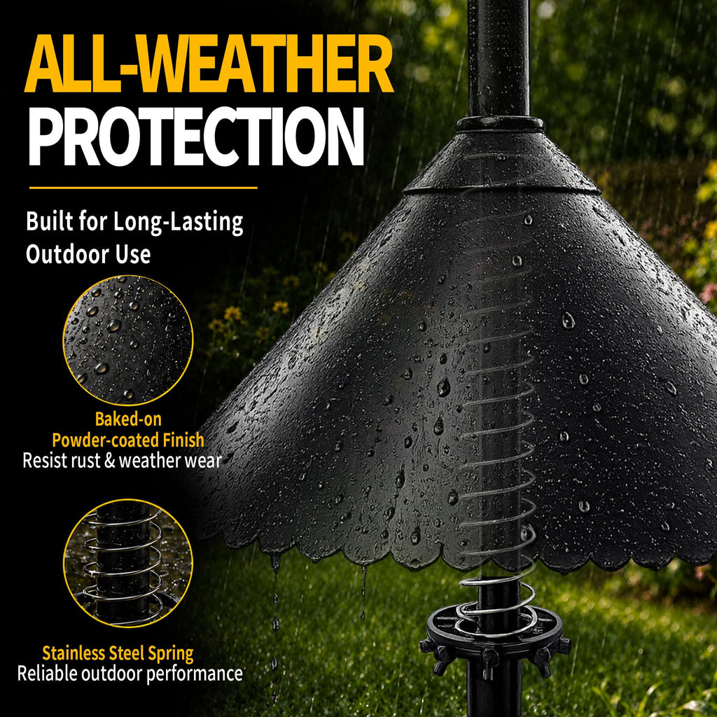 eWonLife 19 inch Metal Squirrel Baffle for Bird Feeder Pole | Easy-Clean Cone, Rust-Resistant Coating, Stainless Steel Wobble Spring, Heavy-Duty Squirrel Deterrent, Easy Installation