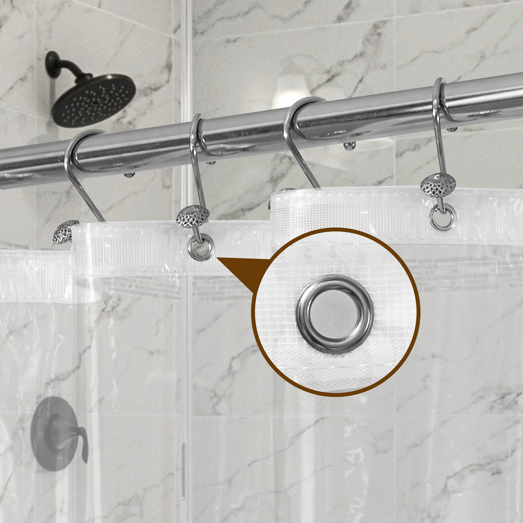 Barossa Design Oeko-tex Certified Shower Curtain Liner Standard Size, Clear | Waterproof PEVA, Rustproof Grommets, 3 Bottom Magnets, Cute Lightweight Bathroom Curtain, Fits Standard Tub 72" Length