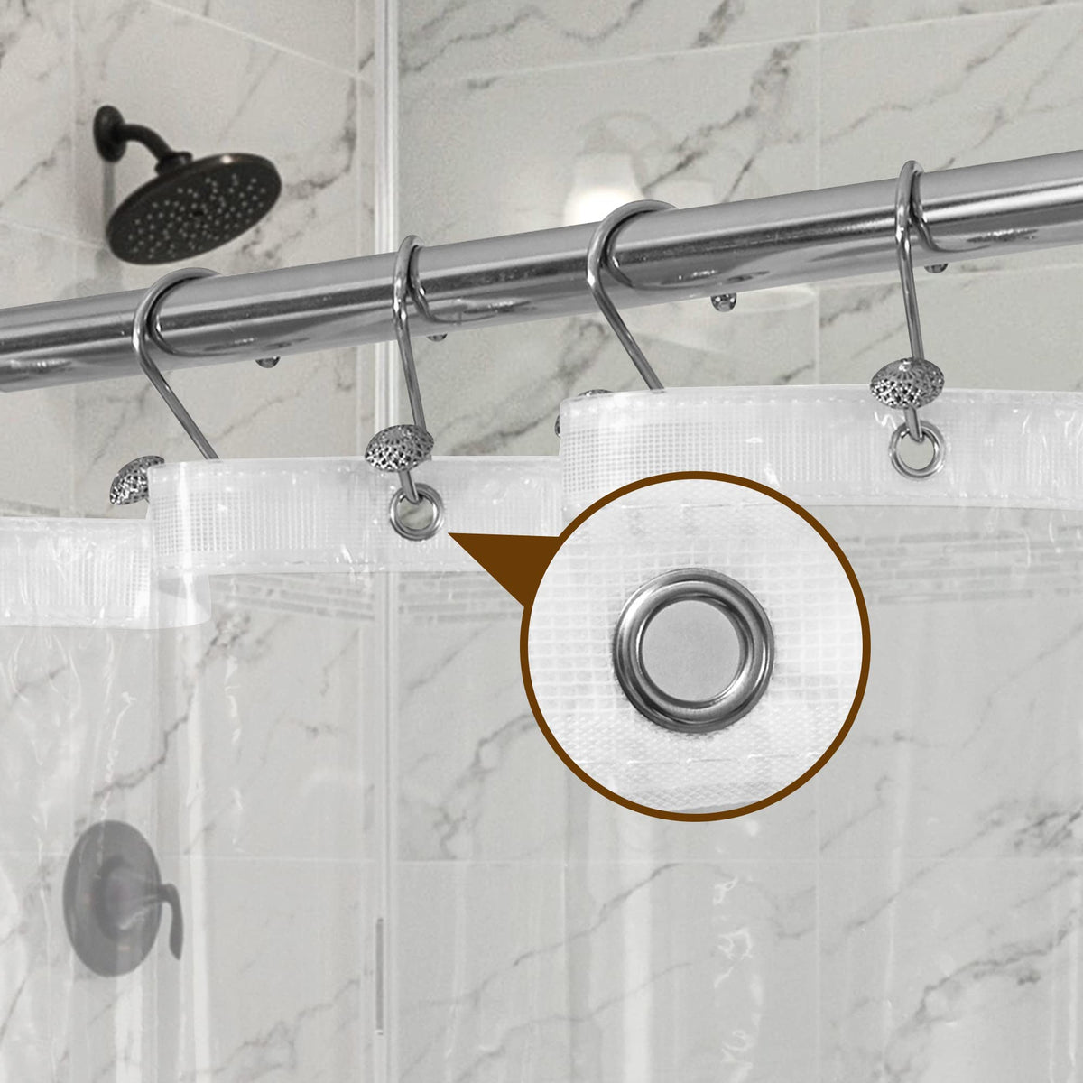 Barossa Design Oeko-tex Certified Shower Curtain Liner Standard Size, Clear | Waterproof PEVA, Rustproof Grommets, 3 Bottom Magnets, Cute Lightweight Bathroom Curtain, Fits Standard Tub 72" Length