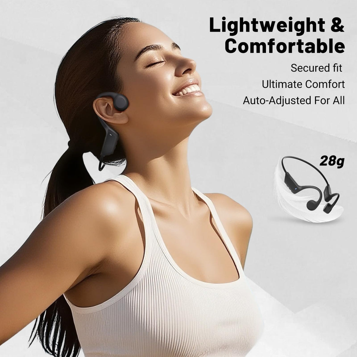 New Waterproof Open-Ear Bone Conduction Headphones - Bluetooth 6.0, Long Battery Life, Ultra-Light Wireless Headset with Stable Connection, Ideal for Running, Cycling, Workout, Hiking