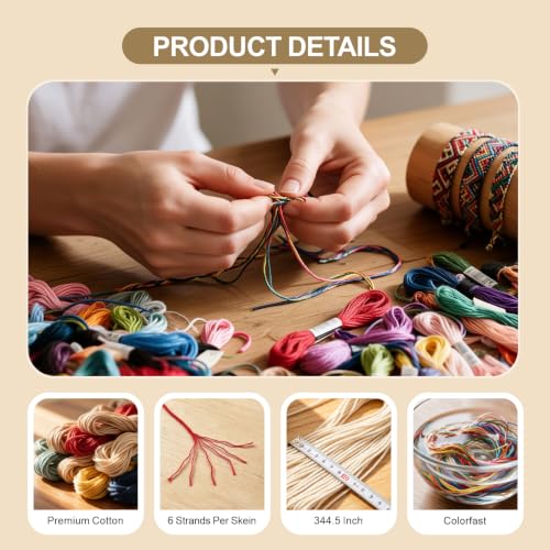 50 Skeins Embroidery Floss, 6-Strand String for Bracelets and Cross Stitch | 6 Strands Per Skein, Vibrant Assorted Colors, Easy to Separate, For Cross Stitch & DIY, Great for Friendship Bracelets
