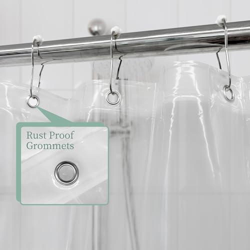 Mrs Awesome Clear Shower Curtain Liner with 3 Magnets, 72x72 | 12 Rustproof Grommets, Premium Flexible Sturdy Plastic Shower Curtain for Bathroom Lightweight, Waterproof,72W x 72H