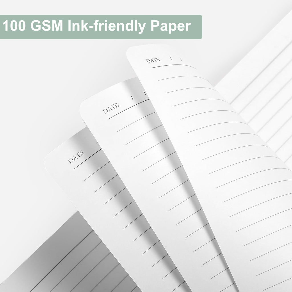 CAGIE Journal Notebook for Women Men Leather Journaling Notebooks Diary A5 | 320 Pages 100 Gsm Paper, Hardcover Lined Daily Journals for Writing Work Travel Business Gift, Green, 5.7 x 8.3 in, Lay Flat