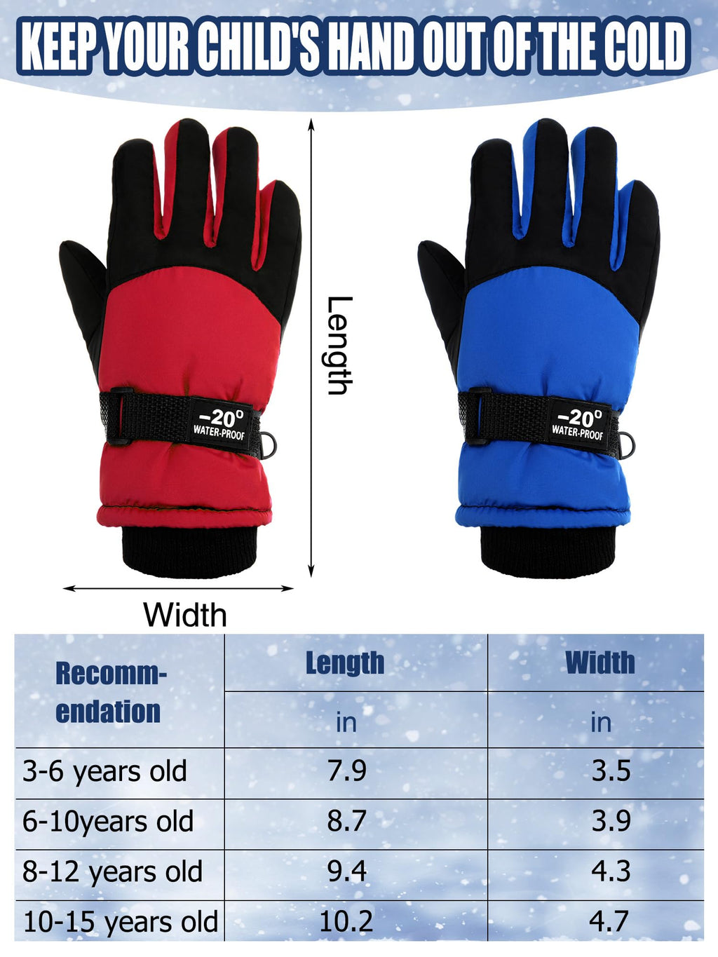 SATINIOR 2 Pair Kids Waterproof Winter Gloves | Waterproof Winter Snow Gloves for Boys Girls, for Winter Outdoor Ski Snowboarding Cold Weather, Warm Cotton Plush Lining