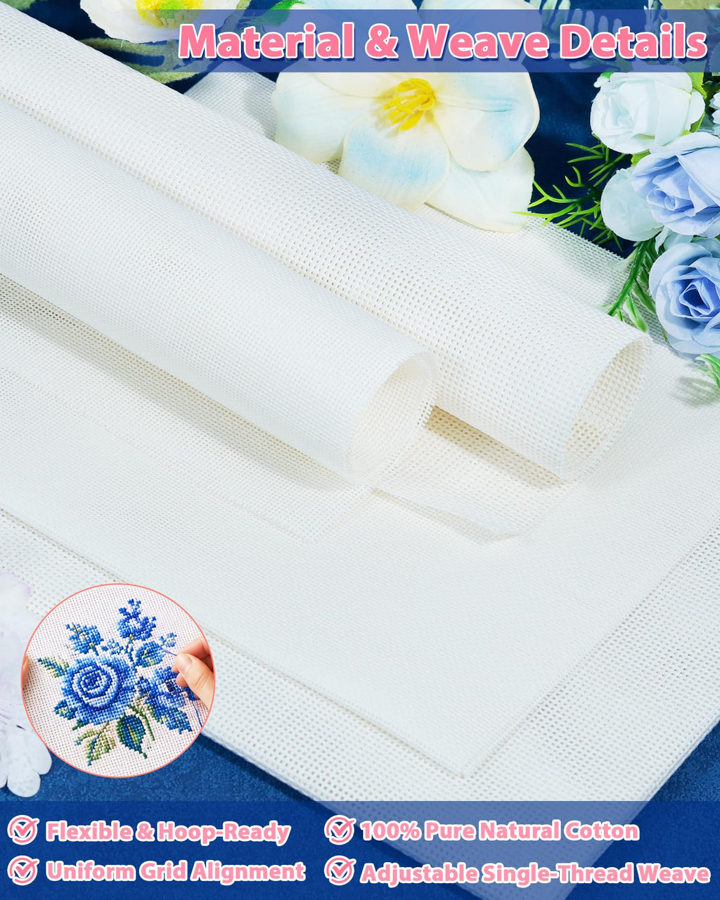 FIVEIZERO 18 Mesh Needlepoint Canvas, 20"x18" Blank Canvas Embroidery | 100% cotton canvas, Fine Blank Needlepoint Mesh for Embroidery, Cross Stitch and DIY Needlepoint Projects