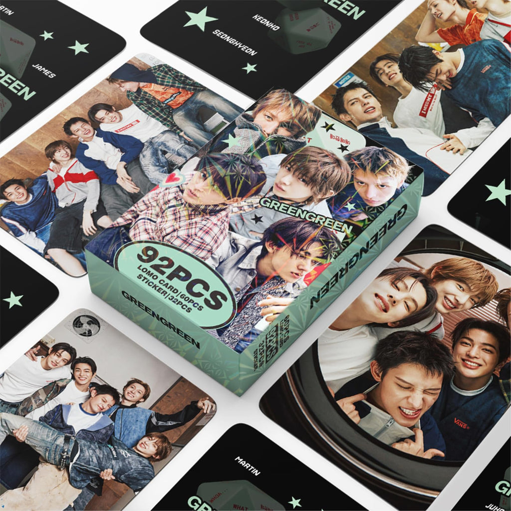 KPOPBTS Cortis 60 PCS Photocards and 32 PCS Stickers KPOP Album GREENGREEN Merch Cards Lomo Card Set, Gift for COER‌ Boys and Girls