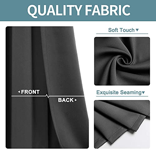 ChrisDowa Blackout Curtains for Bedroom and Living Room 63 Inches Long | 2 Panels Set, Thermal Insulated, Light Blocking, Room Darkening, Grommet, Window Drapes, Dark Grey, 42 x 63 Inch